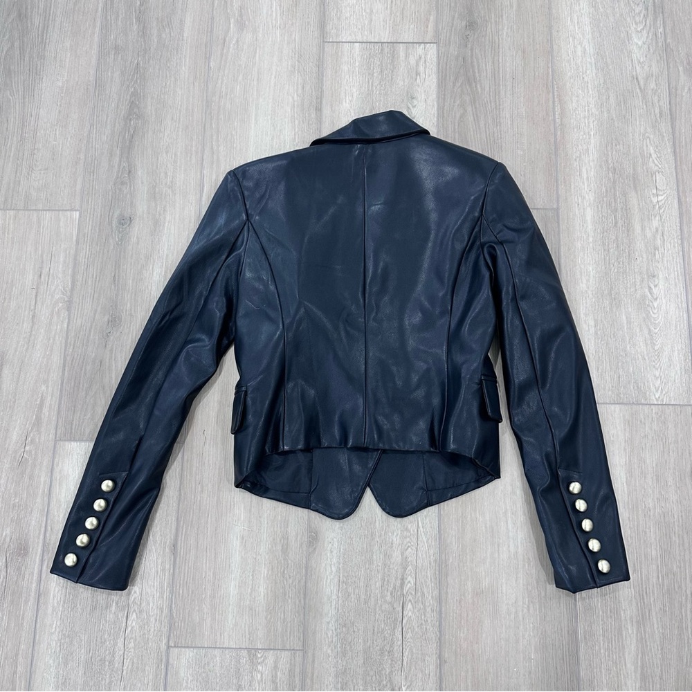 Avec Les Filles faux leather motorcycle jacket blazer black gold button XS - Picture 5 of 9
